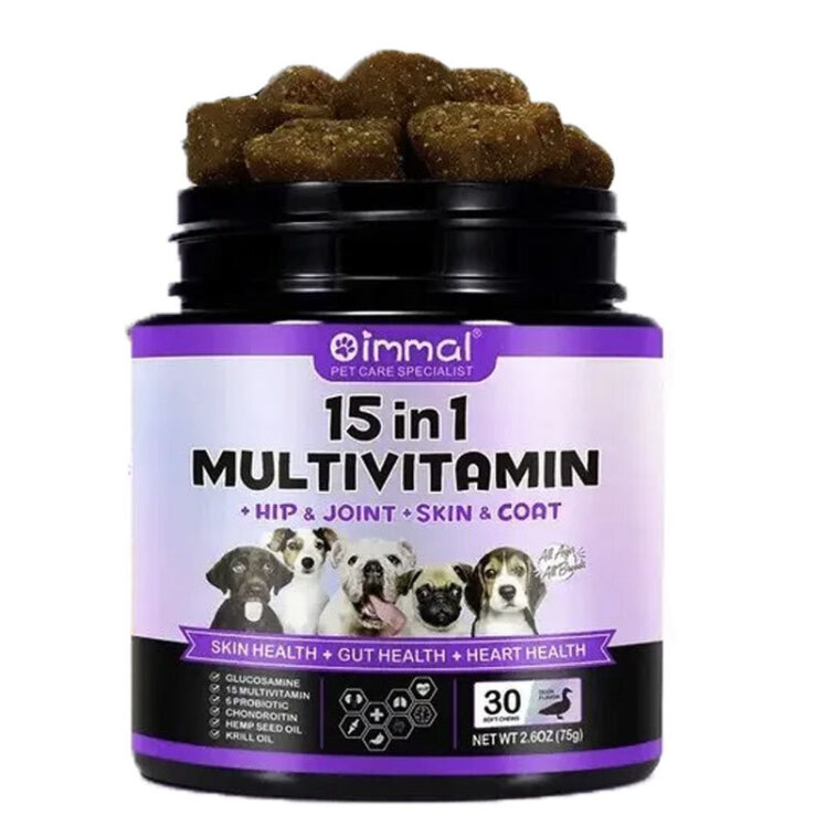 تصویر تشویقی مولتی ویتامین سگ اویمال بسته 30 عددی