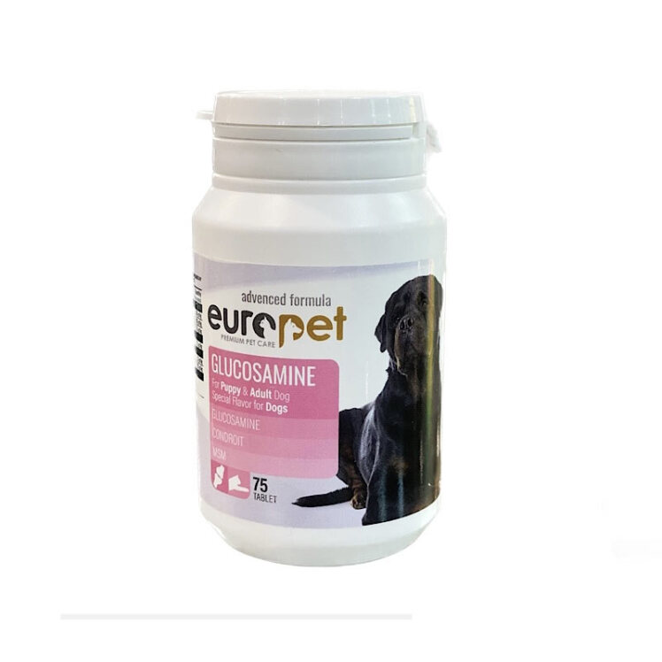 تصویر قرص گلوکزامین سگ یوروپت Europet Dog Glucosamine Tablet بسته 75 عددی