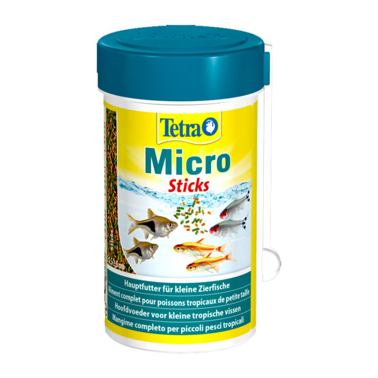 عکس قوطی غذای گرانول بلند ماهی تترا Tetra Micro Sticks حجم 100 میلی لیتر