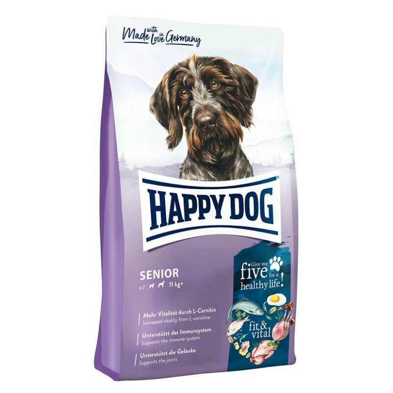  تصویر غذای خشک سگ بالغ نژاد کوچک هپی داگ Happy Dog Supreme Fit & Vital Senior وزن 4 کیلوگرم از نمای رو به رو 