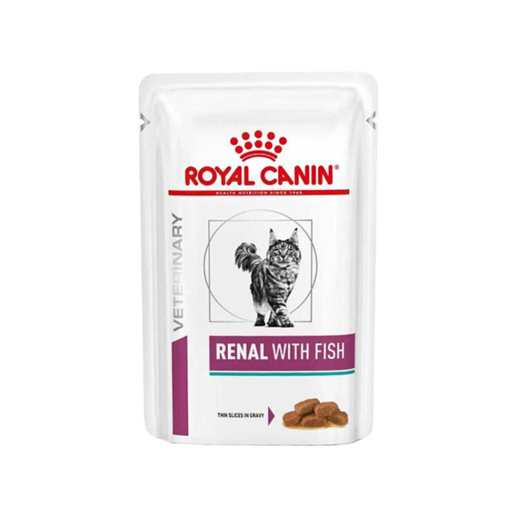 تصویر پوچ گربه رویال کنین با طعم ماهی Royal Canin Renal Fish وزن ۸۵ گرم