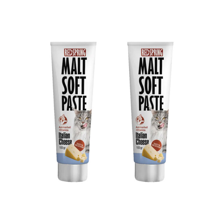 تصویر خمیر مالت گربه رداسپرینگ با طعم پنیر ایتالیایی Redspring Malt Soft Paste Cheese وزن 100 گرم از نمای رو به رو