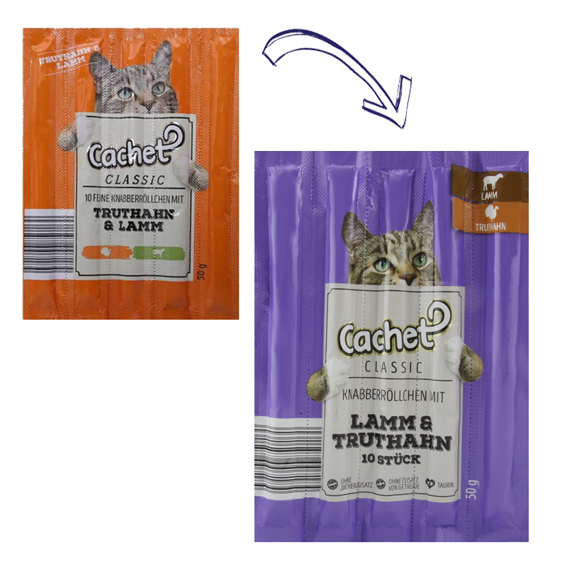  عکس تغییرات بسته بندی اسنک تشویقی گربه کچت مدل Turkey & Lamb بسته 5 عددی 