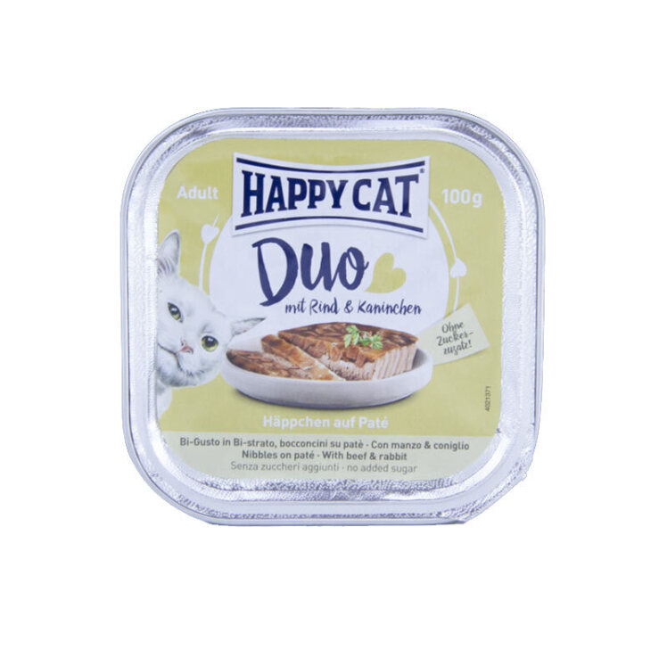 تصویر غذای کاسه ای گربه هپی کت با طعم گوشت و خرگوش Happy Cat Beef & Rabbit وزن 100 گرم