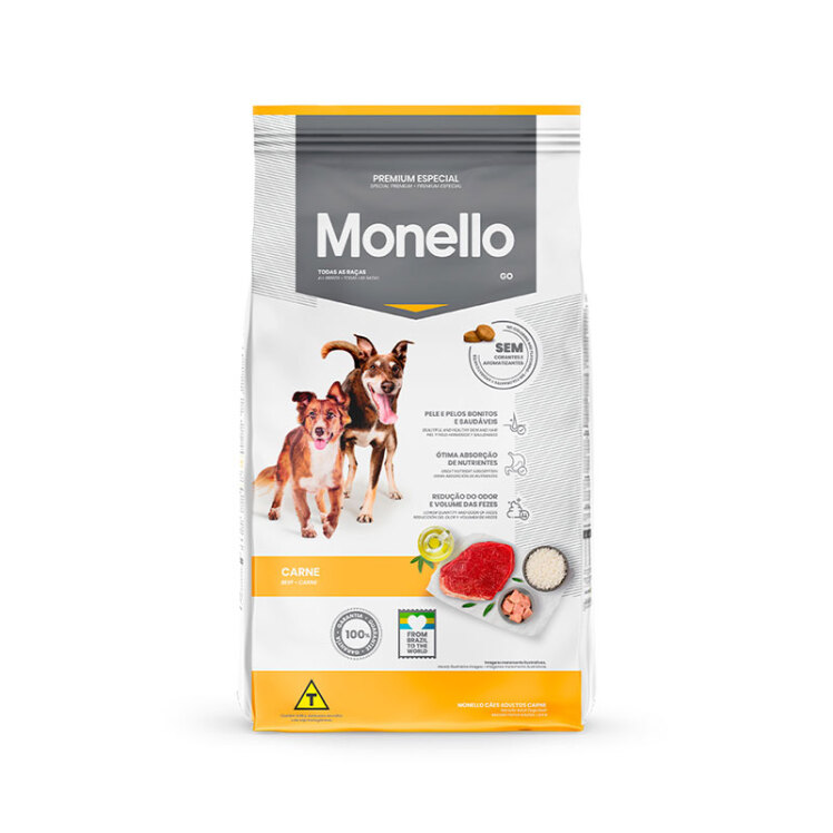تصویر محتویات غذای خشک سگ بالغ پرانرژی مونلو با طعم گوشت Monello Go Adult Dog With Beef وزن 15 کیلوگرم