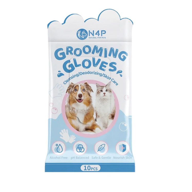 تصویر دستکش تمیزکننده سگ و گربه ان فور پی N4P Grooming Gloves بسته 10 عددی
