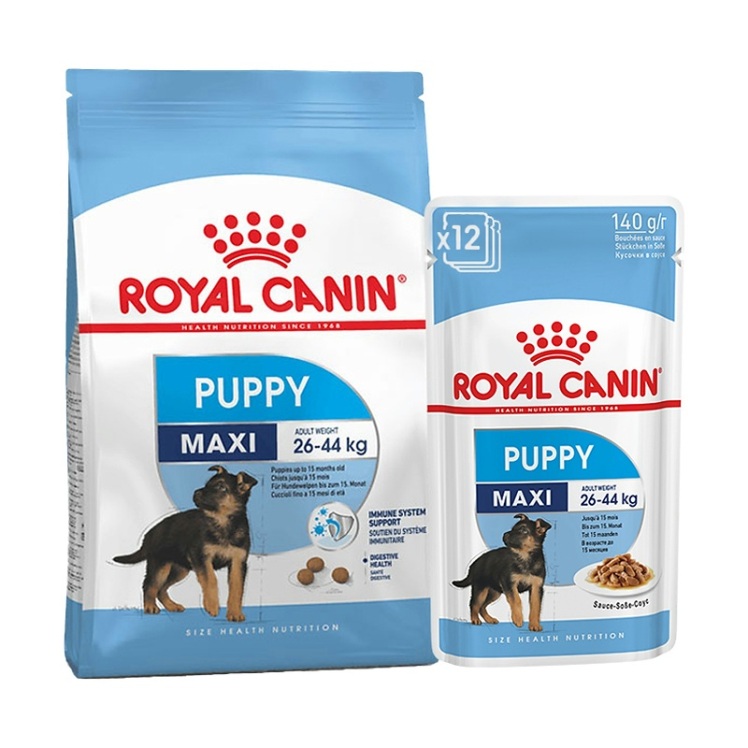 بسته غذای خشک و تر توله سگ رویال کنین مدل Maxi Puppy 2