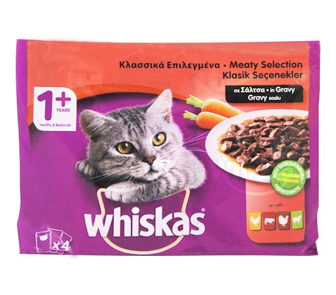  پوچ گربه ویسکاس Whiskas Pouch Meaty Selection بسته 4 عددی 