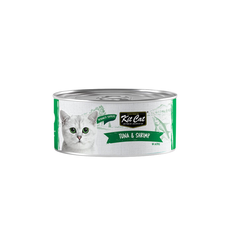 تصویر کنسرو غذای گربه کیت کت با طعم ماهی تن و میگو KitCat Tuna & Shrimp وزن 80 گرم