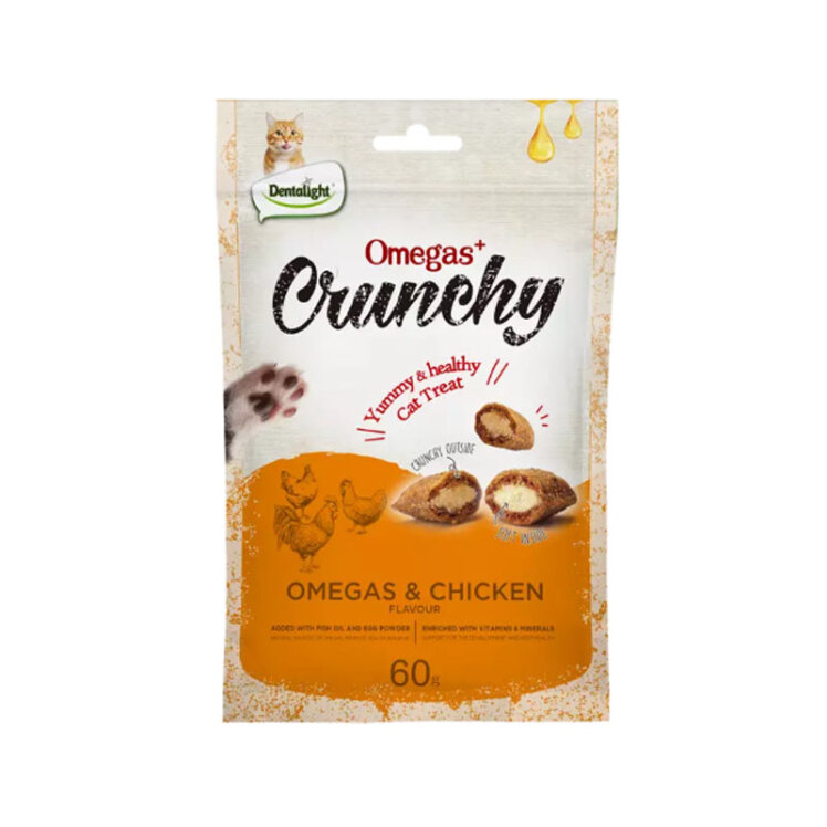 تصویر تشویقی مغزدار گربه دنتالایت با طعم مرغ Dentalight Crunchy Cat Treat With Chickenوزن 60 گرم