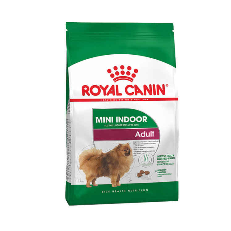 عکس بسته بندی غذای خشک سگ رویال کنین مدل Mini Indoor Adult وزن 1.5 کیلوگرم