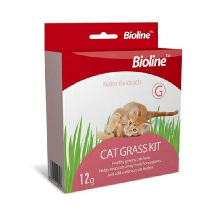 تصویر محتویات کیت علف گربه بایولاین Bioline Cat Grass Kit وزن 12 گرم