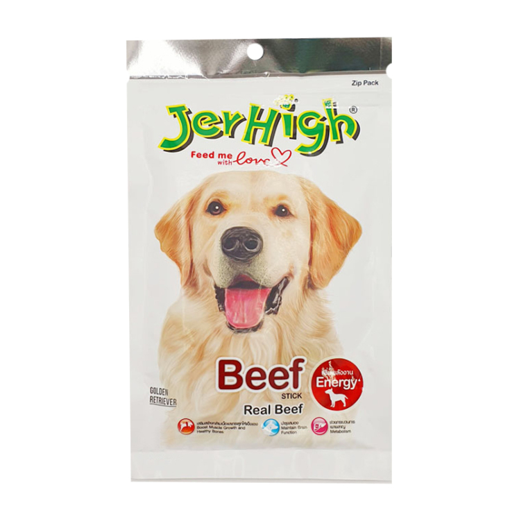 تصویر تشویقی سگ جرهای با طعم گوشت گاو Jerhigh Stick Beef وزن 60 گرم