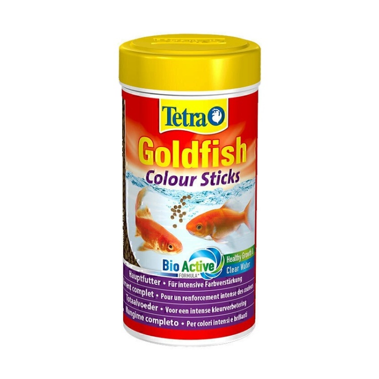 عکس دانه بندی غذای گرانوله بلند مخصوص ماهی گلدفیش تترا Tetra Goldfish Color Sticks حجم 100 میلی لیتر