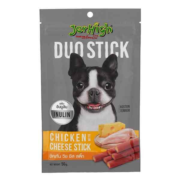 تصویر تشویقی سگ جرهای مغز دار با طعم مرغ و پنیر Jerhigh Chicken & Cheese وزن 50 گرم