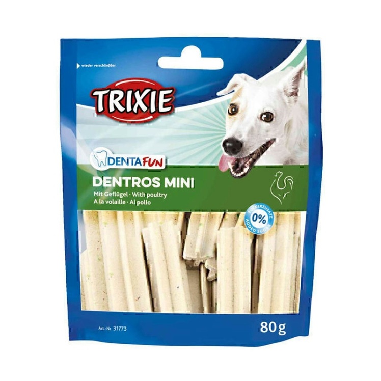تصویر کامل تشویقی سگ با طعم گوشت پرندگان تریکسی Trixie Denta Fun Dentros Mini وزن 80 گرم
