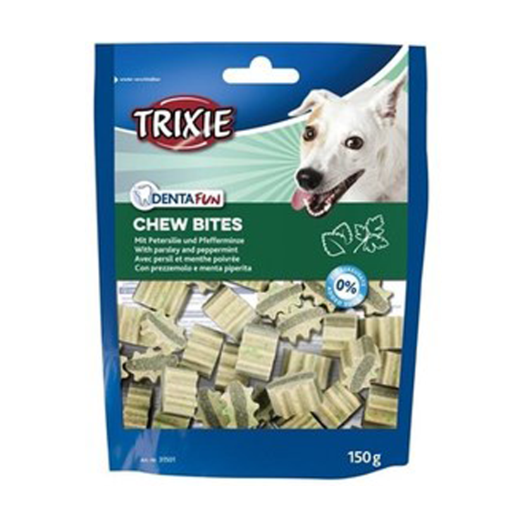 تصویر تشویقی سگ دنتال با طعم جعفری و نعنا تریکسی (Trixie Denta Chew Bites) 150 گرم