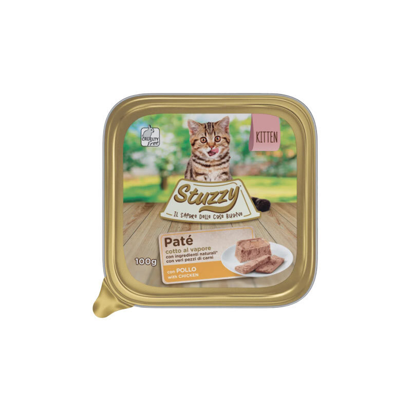  تصویر غذای کاسه ای بچه گربه استوزی با طعم مرغ Stuzzy Kitten Chicken وزن 100 گرم 