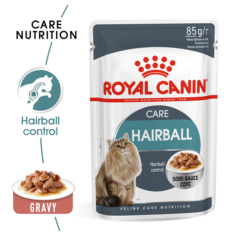  عکس جرییات پوچ بسته غذای خشک و تر گربه رویال کنین مدل HairBall Care 