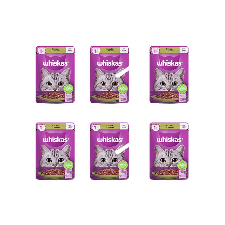 تصویر پوچ گربه ویسکاس با طعم گوشت بره در ژله Whiskas Lamb in Jelly وزن 85 گرم