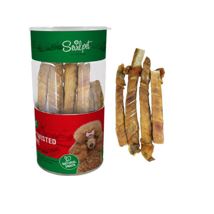 تصویر تشویقی استخوان کوچک با دورپیچ اسکالپ سگ سویل پت Sevil Pet Scalp Twisted Dog Snack بسته 4 عددی