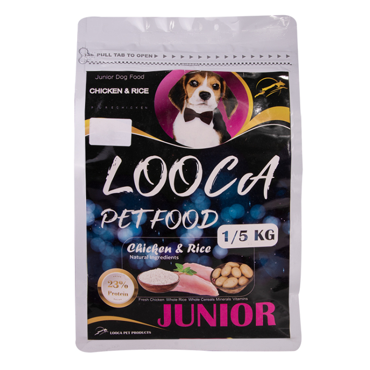عکس بسته بندی غذای خشک سگ لوکا مدل Junior Chicken & Rice وزن 1.5 کیلوگرم