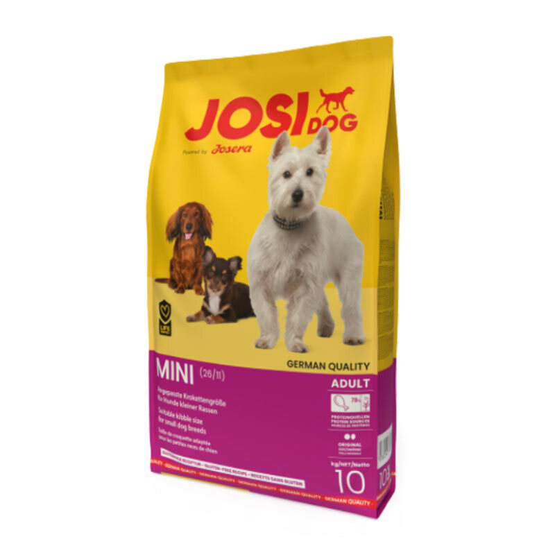  عکس بسته بندی غذای خشک سگ بالغ نژاد کوچک جوسی داگ جوسرا ‌Josera Josidog Mini Adult وزن 10 کیلوگرم 
