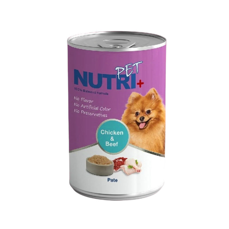  عکس کنسرو سگ نوتری پت پته با طعم مرغ و گوشت گاو Nutri Pet Chicken and Beef Pate وزن 425 گرم 