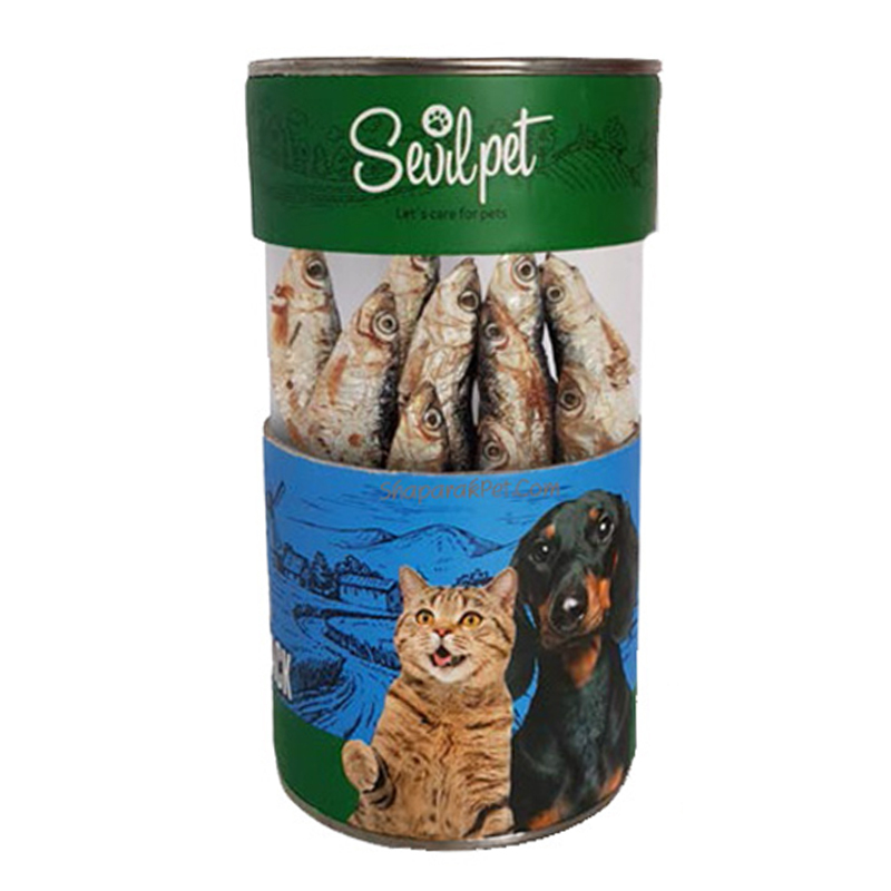  عکس بسته بندی تشویقی گربه و سگ سویل پت مدل Sprat Snack وزن 50 گرم 