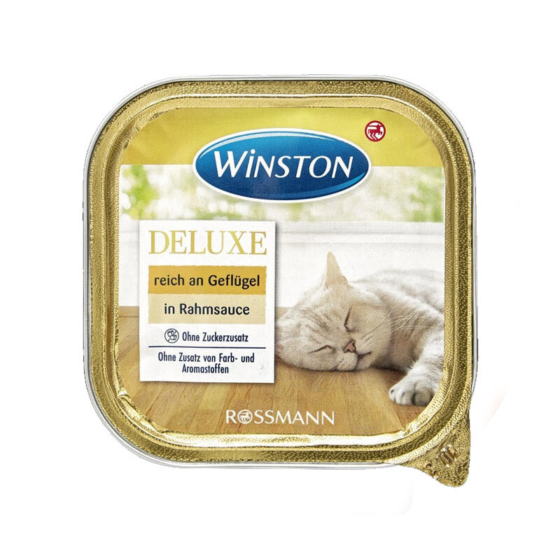  تصویر غذای کاسه ای گربه وینستون مدل Deluxe Poultry in Cream Sauce وزن 100 گرم 