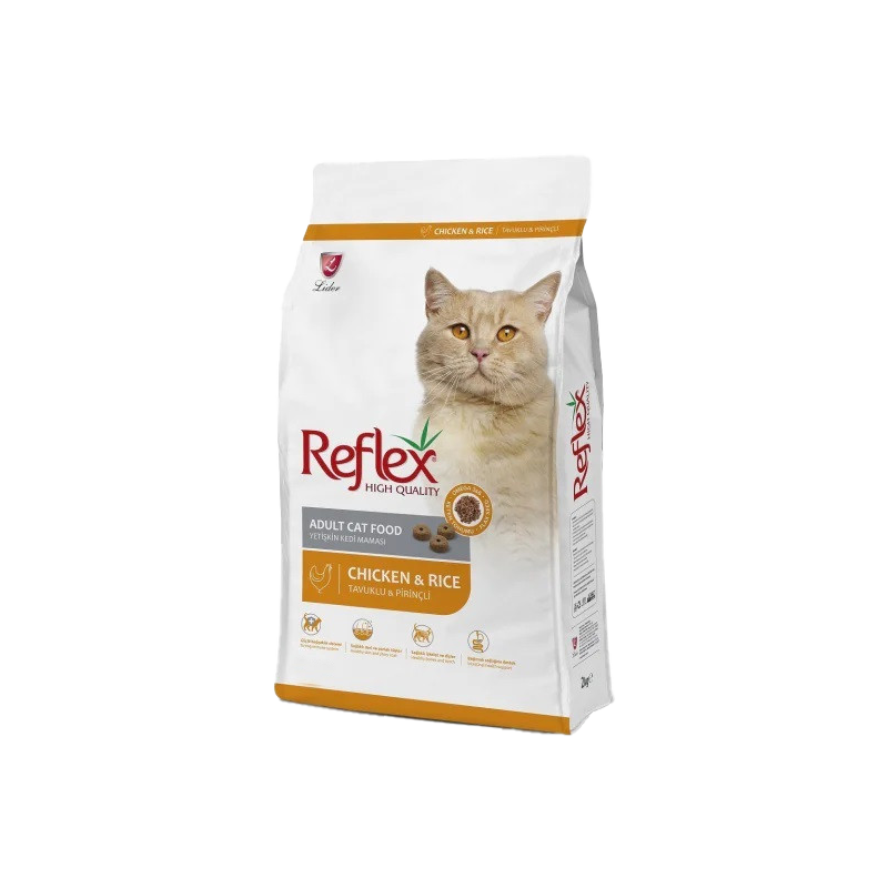  غذای خشک گربه بالغ با طعم مرغ و برنج رفلکس Reflex Adult With Chicken & Rice وزن 15 کیلوگرم 