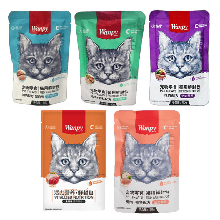 تصویر بسته پوچ گربه ونپی مدل Wanpy Pack وزن ۸۰ گرم مجموعه ۵ عددی محصول 1