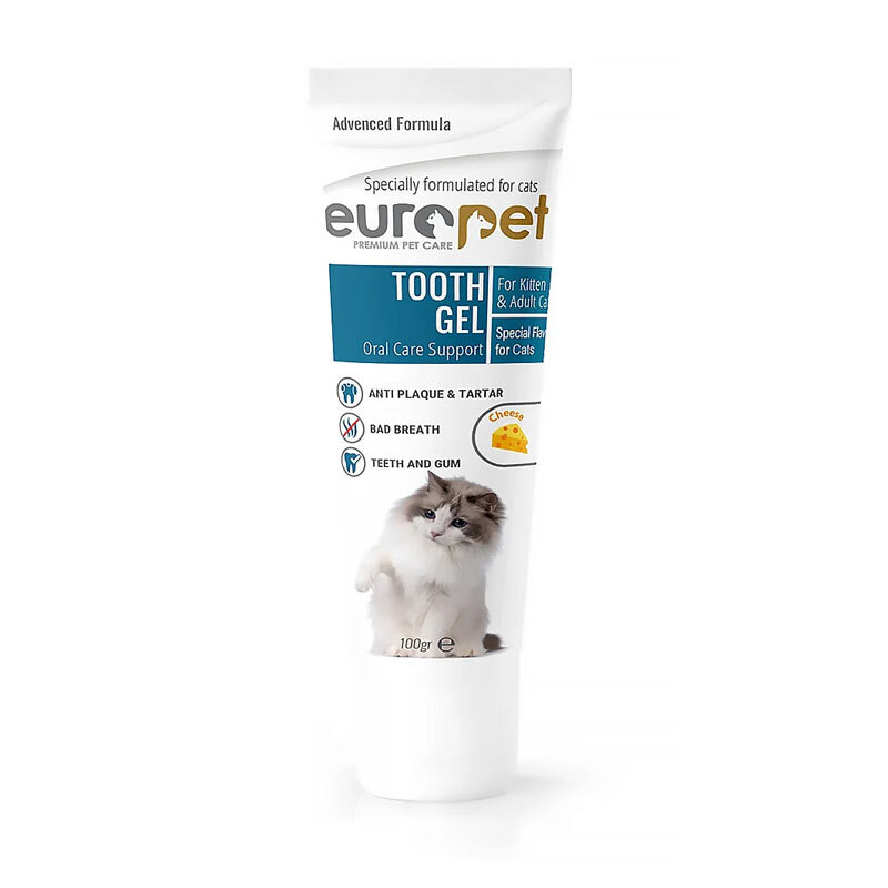  تصویر خمیر دندان ژلی گربه یوروپت با طعم پنیر Europet Tooth Gel وزن 100 گرم 