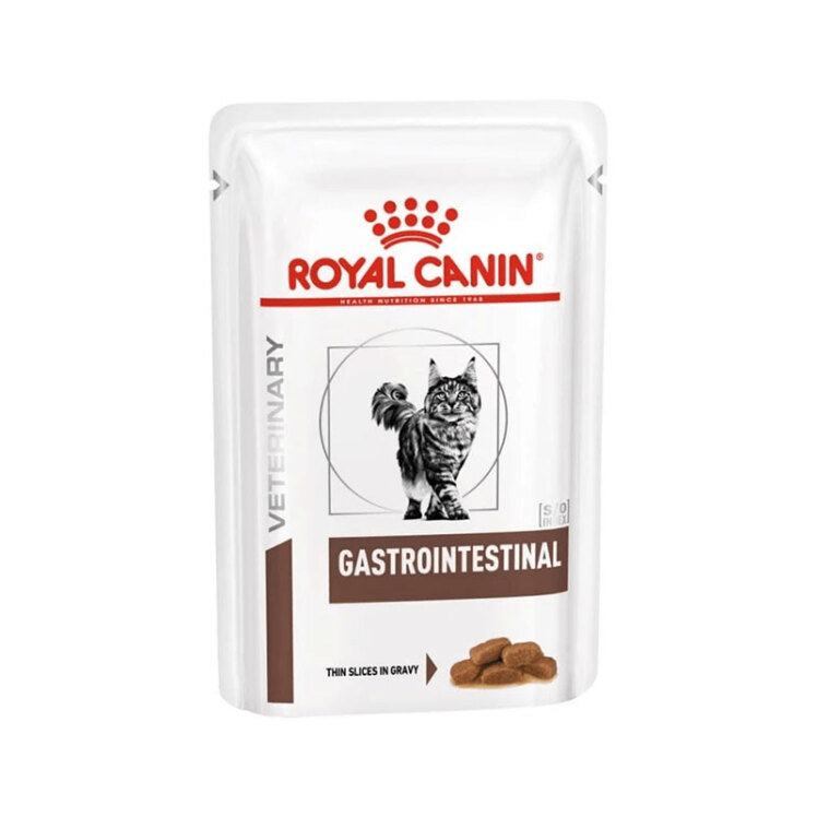عکس راهنما پوچ گربه رویال کنین مدل Gastrointestinal وزن ۸۵ گرم