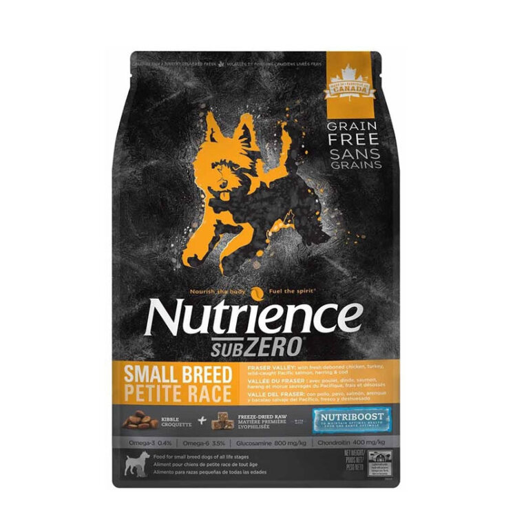 عکس بسته‌بندی جدید غذای خشک سگ نژاد کوچک نوترینس مدل فریزر ولی سری ساب زیرو با طعم مرغ و بوقلمون وزن 2.27 کیلوگرم 