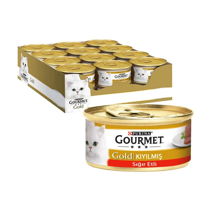  تصویر کنسرو غذای گربه با طعم گوشت گاو گورمت گلد Gourmet Gold Beef Pack بسته 24 عددی 