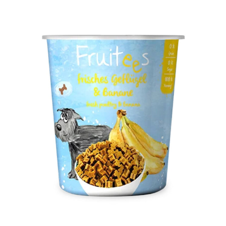 تصویر تشویقی سگ بوش با طعم گوشت پرندگان و موز Bosch Dog Treat Fruitees With Poultry & ‌Banana وزن 200 گرم