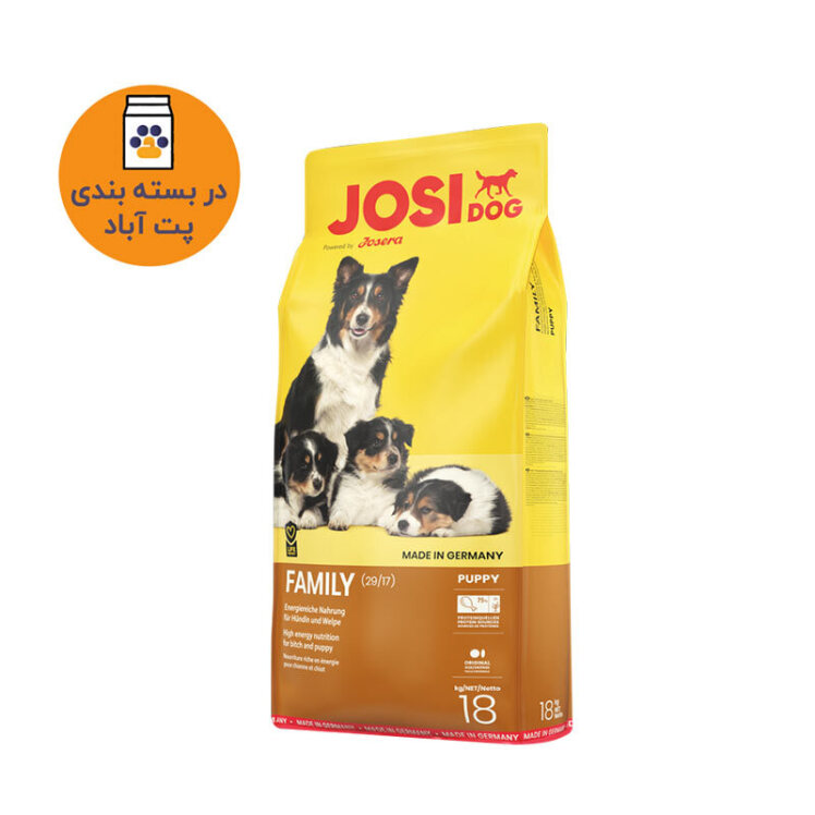 عکس بسته بندی غذای خشک سگ جوسرا Josidog Family وزن 1 کیلوگرم