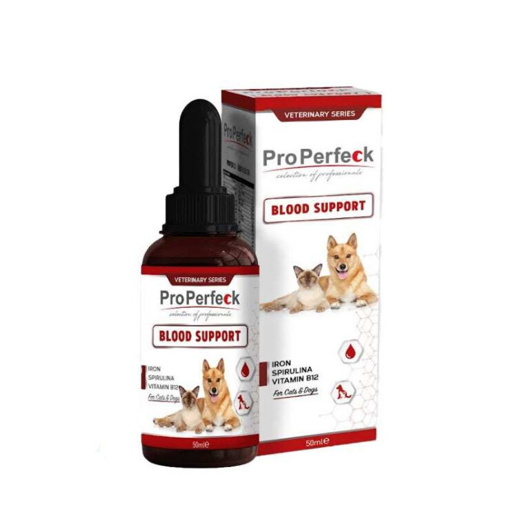 قطره مکمل خون ساز سگ و گربه پروپرفک Properfeck Blood Support Drop حجم 50 میلی لیتر از نمای رو به رو