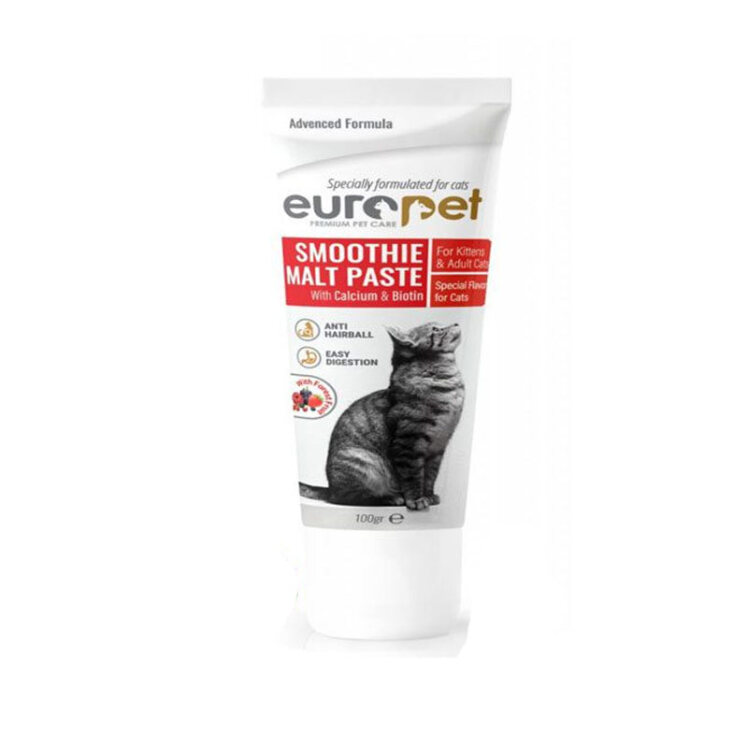 تصویر خمیر مالت گربه یوروپت با طعم اسموتی میوه های جنگلی Europet Smoothie Malt Paste وزن 100 گرم