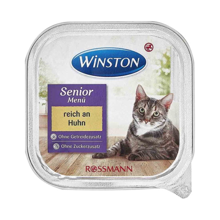 غذای کاسه‌ای گربه وینستون مدل Winston Senior Chicken وزن 100 گرم