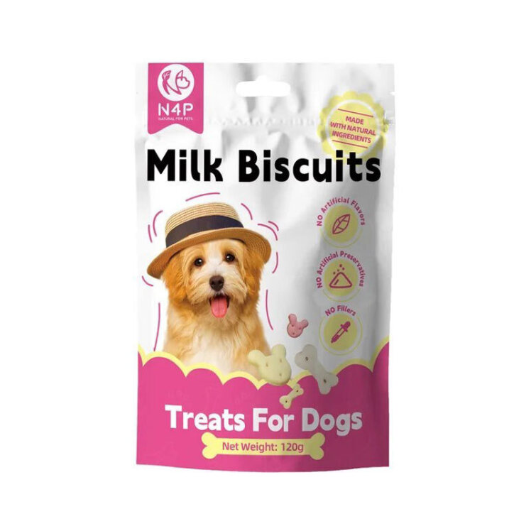 تصویر 1 بیسکویت تشویقی سگ ان فور پی با طعم شیر N4p Milk Biscuits وزن 120 گرم