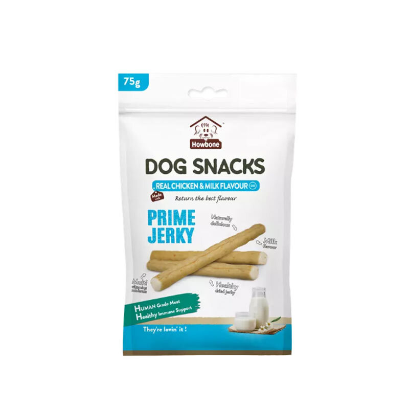  تصویر 1 تشویقی سگ با طعم مرغ و شیر هابون Howbone Dog Snacks With Chicken And Milk وزن 75 گرم 