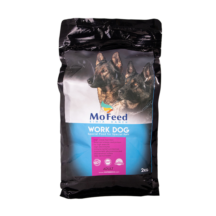 عکس جزییات بستهبندی غذای خشک سگ مفید Mofeed Dry Food For Work Dog وزن 2 کیلوگرم