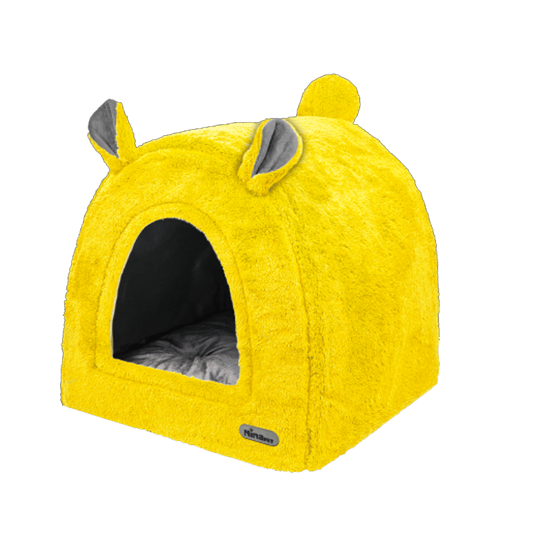  تصویر تکی لانه سگ و گربه نیناپت مدل چهار کاره خرسی رنگ زرد 