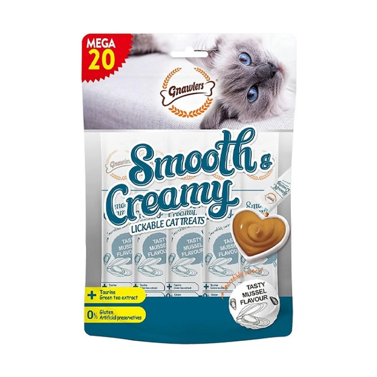 عکس بستنی گربه گناولرز حاوی تائورین با طعم خرچنگ Gnawlers Smooth Creamy Cat Treat With Crab Flavour وزن 4*15 گرم
