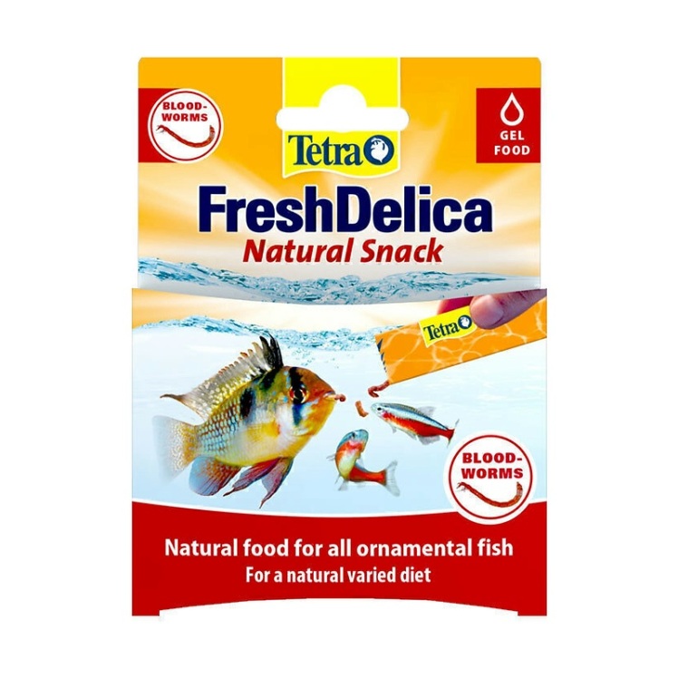 عکس محتویات اسنک ماهی تترا Tetra Fresh Delica Blood Worms وزن 48 گرم