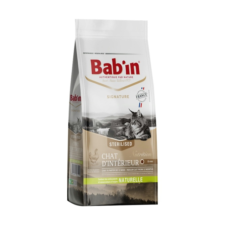 غذای خشک گربه بابین عقیم شده Babin Sterilised Adult Chicken وزن 8 کیلوگرم کاتالوگ