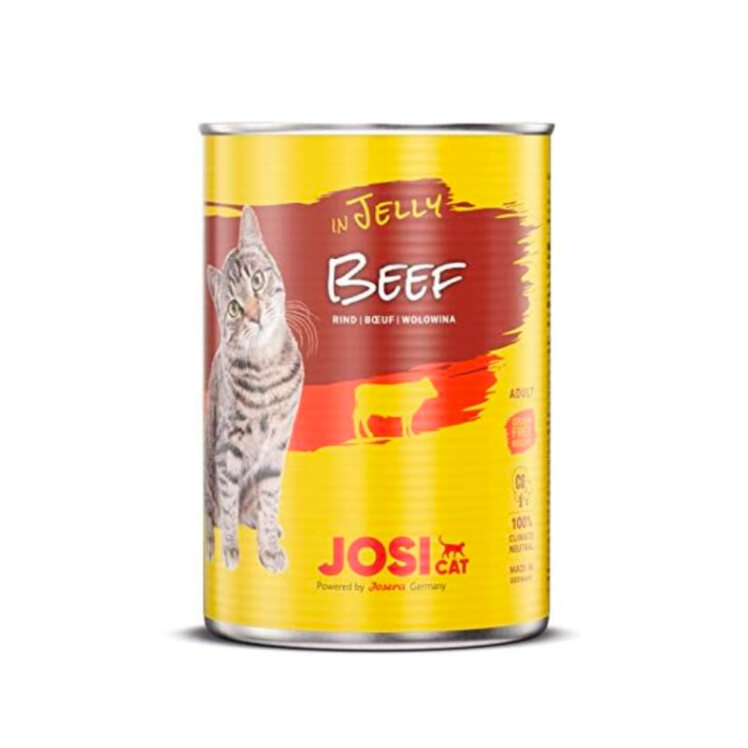 تصویر کنسرو غذای گربه جوسرا با طعم گوشت گاو Josicat Beef in jelly وزن 400 گرم