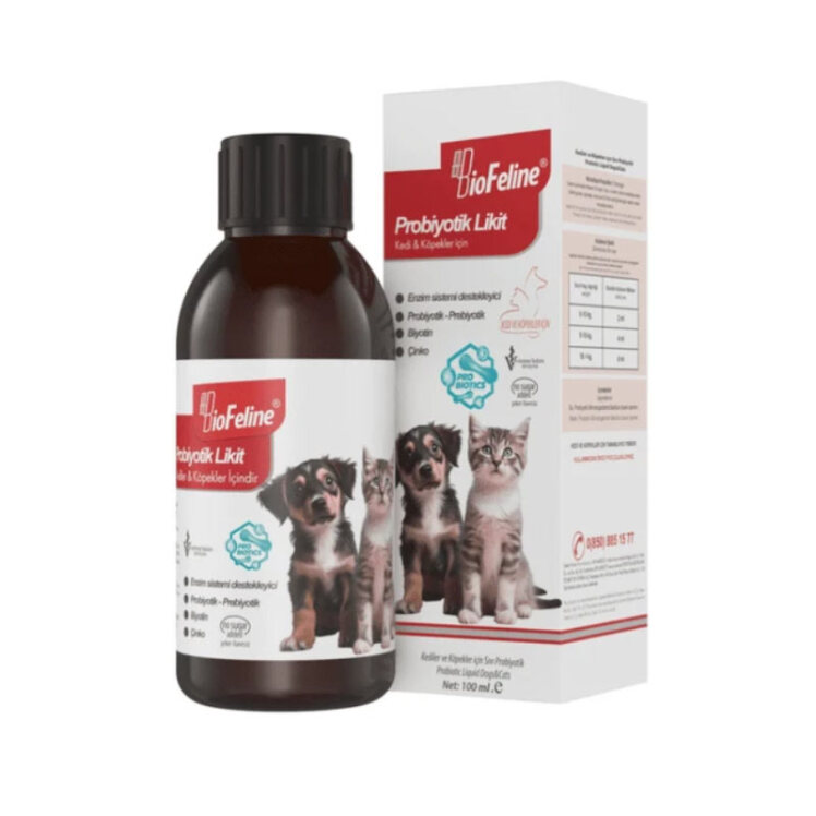 تصویر محلول پروبیوتیک گربه و سگ بیوفلاین Biofeline Probiotic Liquid وزن 100 گرم